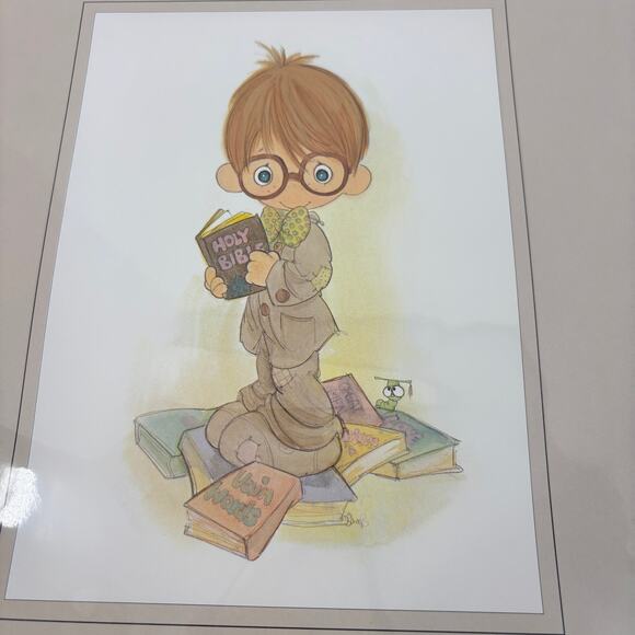 Precious Moments Poster Art Print I Found the Answer 14 Inch Jonathan & David - Picture 2 of 8